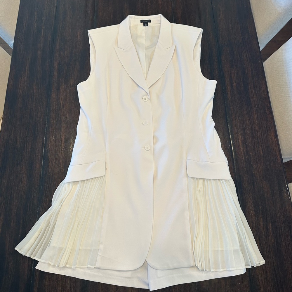 Halogen White Sleeveless Pleated Mini Dress - Picture 2 of 5